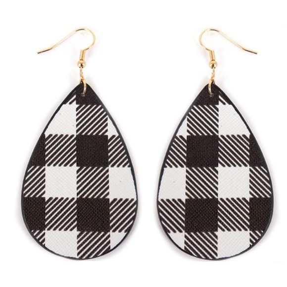 One Blessed Nana Jewelry - NWT *BOUTIQUE*  BUFFALO CHECK TEARDROP EARRINGS
